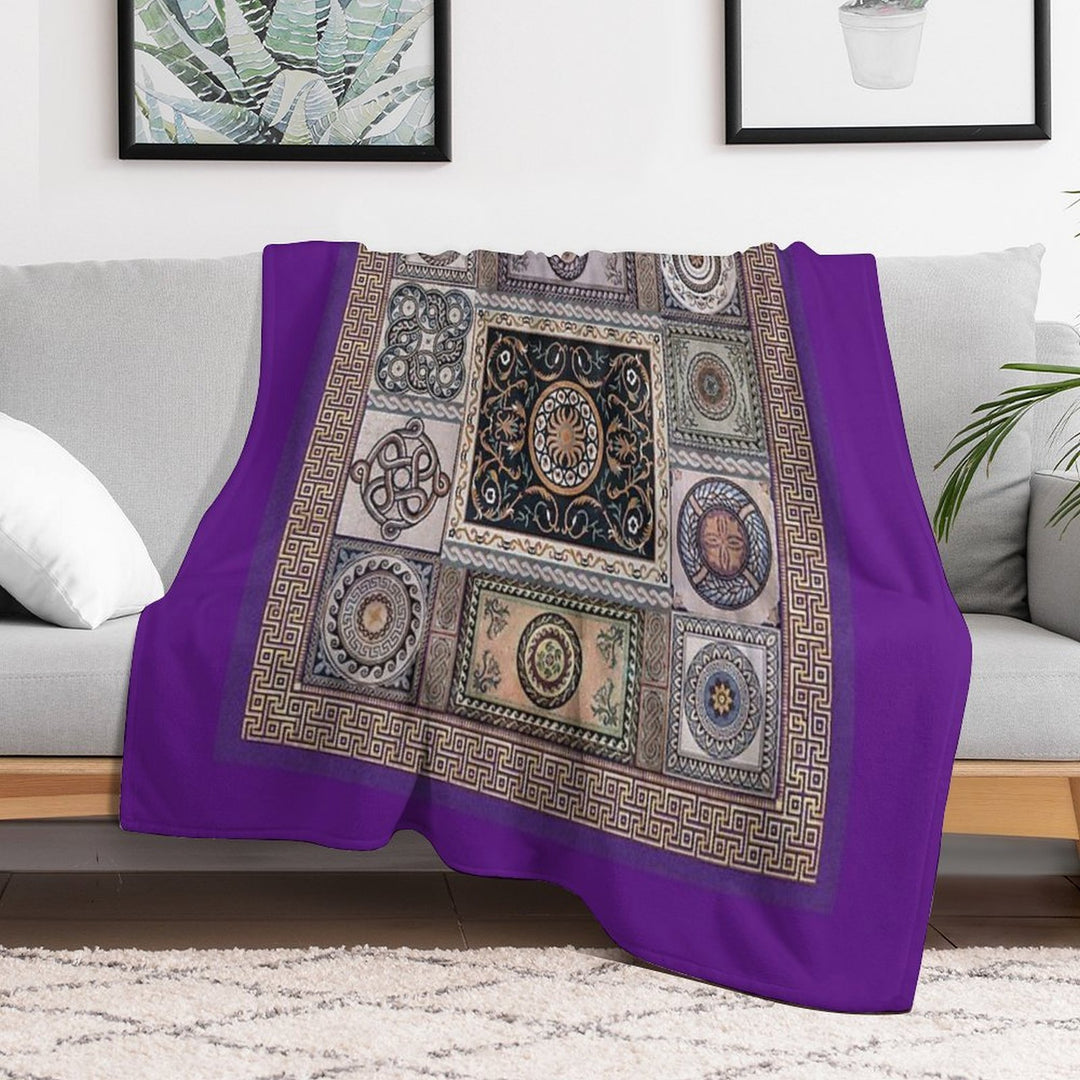 Roman Mosaic - Purple Comfort Throw Blanket