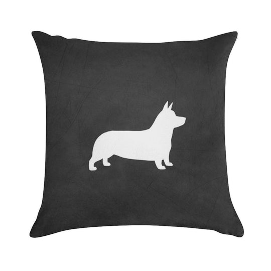 Pembroke Welsh Corgi Silhouette (White) Soft Reinforced Edging Throw Pillow