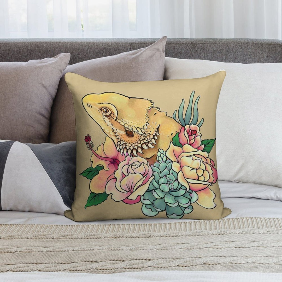 Pastel Bearded Dragon Soft Washable Throw Pillow