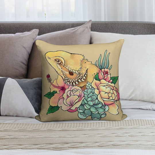 Pastel Bearded Dragon Soft Washable Throw Pillow
