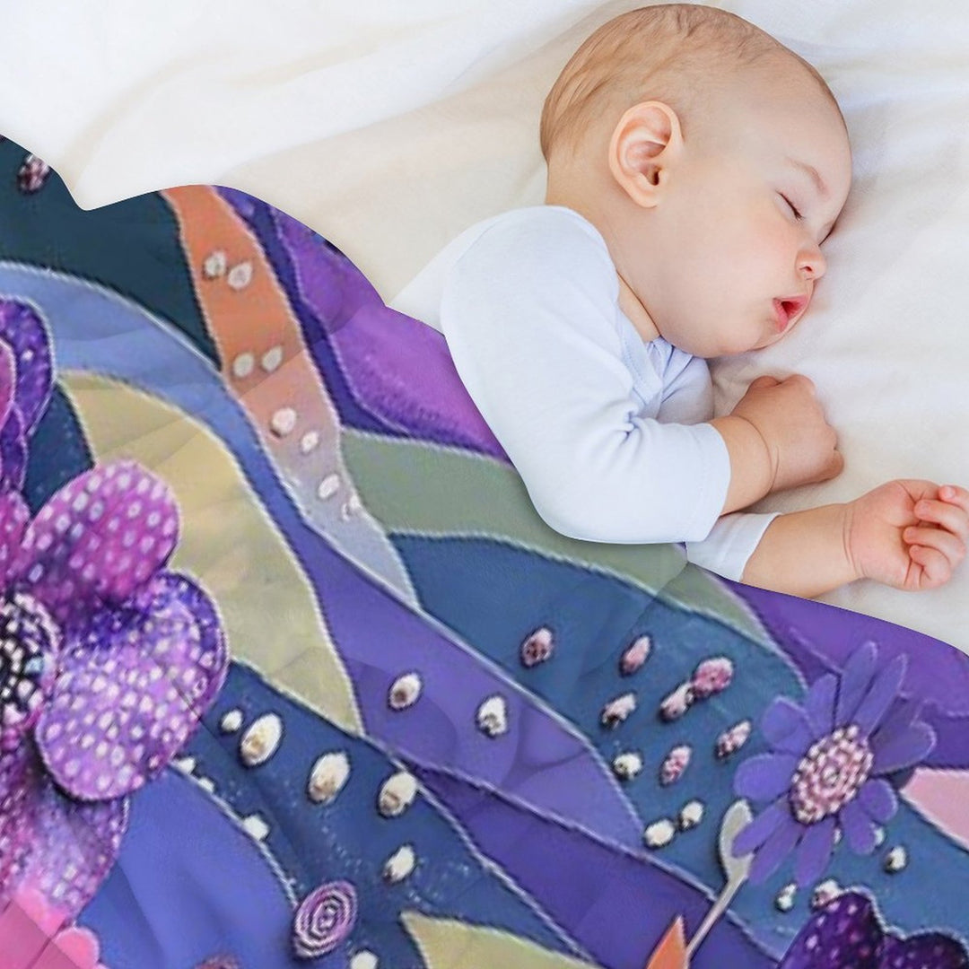 Purple Floral Majesty, Wildflowers in Purple Multi-functional Throw Blanket