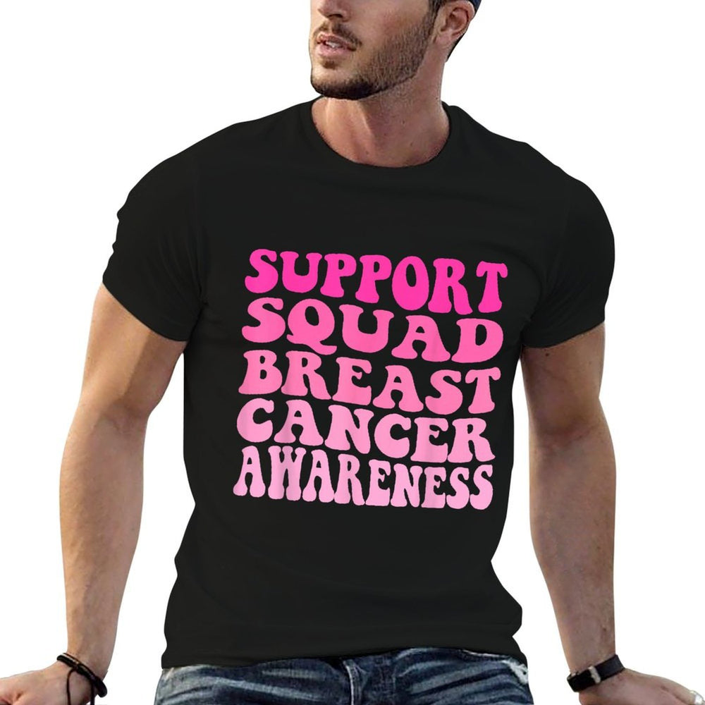 Groovy Support Squad Breast Cancer Pink Warriors Awareness  Breathable T-Shirt