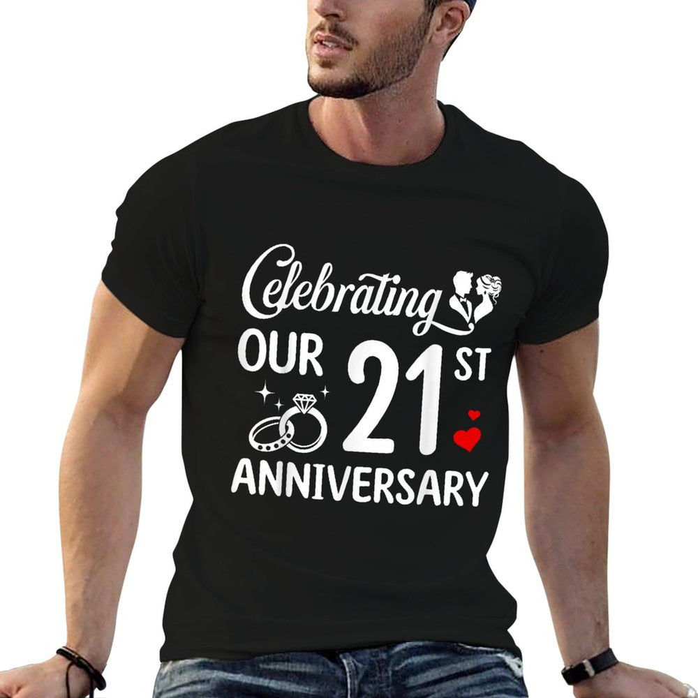 Celebrating Our 21st Wedding Anniversary Marriage 21 Years  Affordable Price T-Shirt