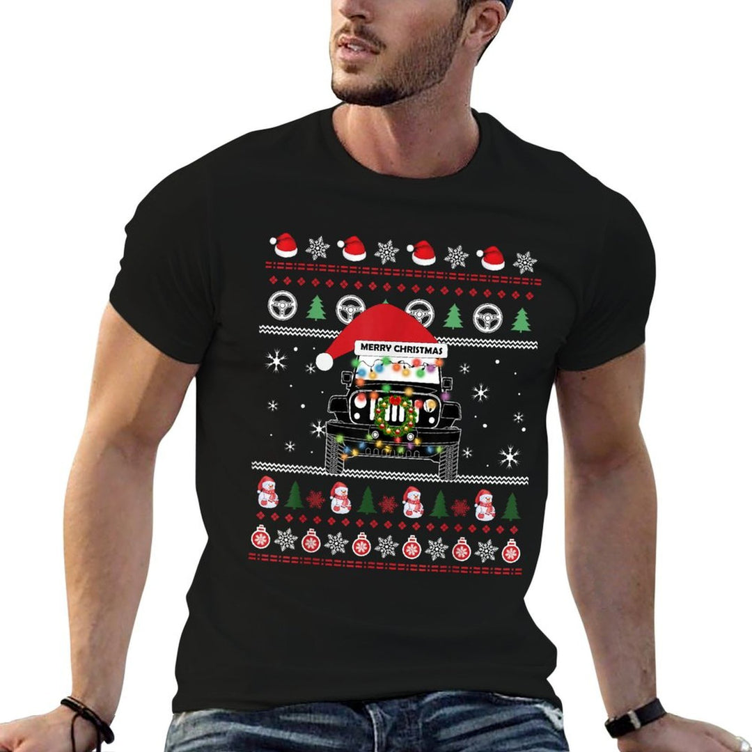Merry Jeepmas Ugly Light Christmas  High-quality Stitching T-Shirt