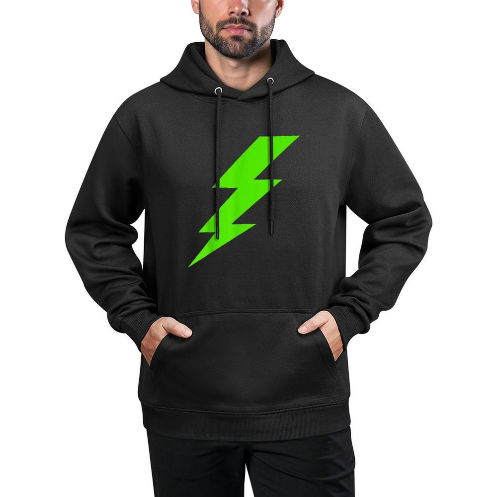 Lightning Bolt Bright Green Silhouette Cotton-Polyester Blend Hoodie
