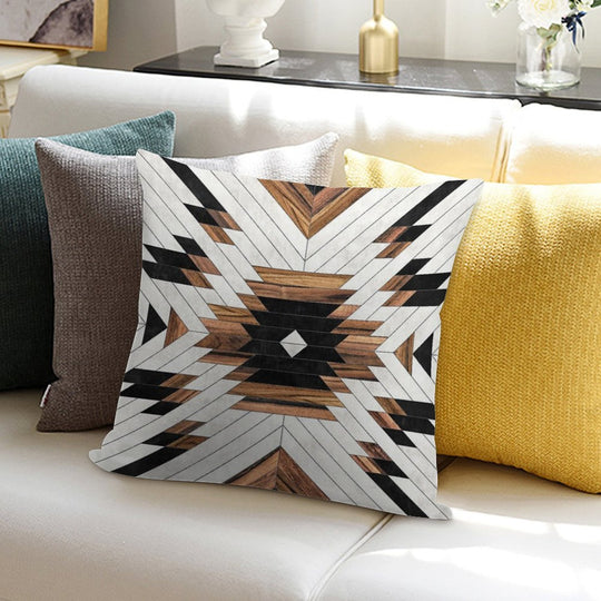 Urban Tribal Pattern No.5 - Aztec - Concrete And Wood Soft Fade-Resistant Throw Pillow