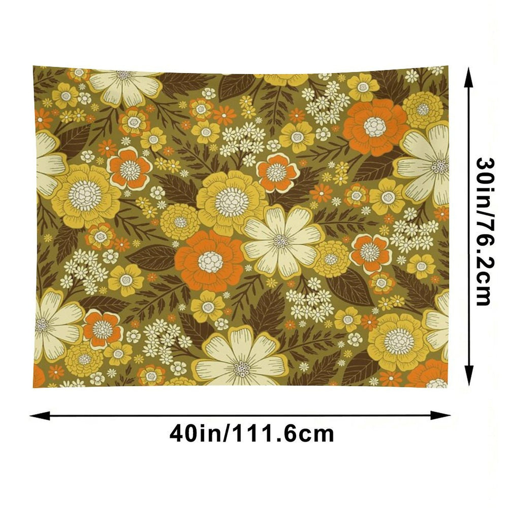 1970s RetroVintage Floral Pattern Tapestry