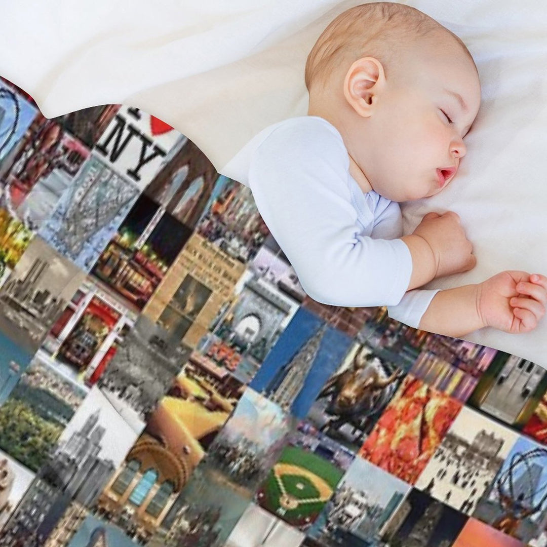Typical New York - Collage of Images of The City And History Plush Throw Blanket
