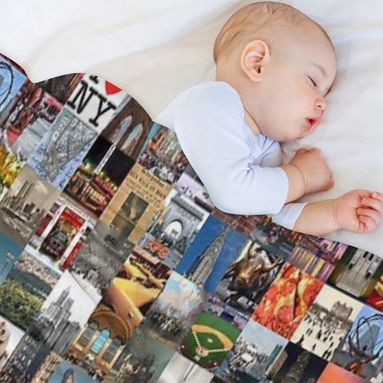 Typical New York - Collage of Images of The City And History Plush Throw Blanket