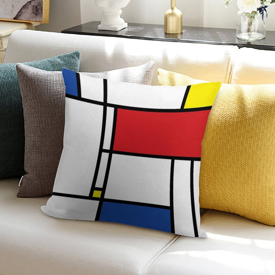 Mondrian Minimalist De Stijl Modern Art © Fatfatin Soft Luxury Feel Throw Pillow