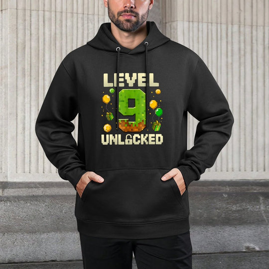 Birthday Boy Level 9 Unlocked 9th Birthday Game Pixel Moisture-Wicking Hoodie