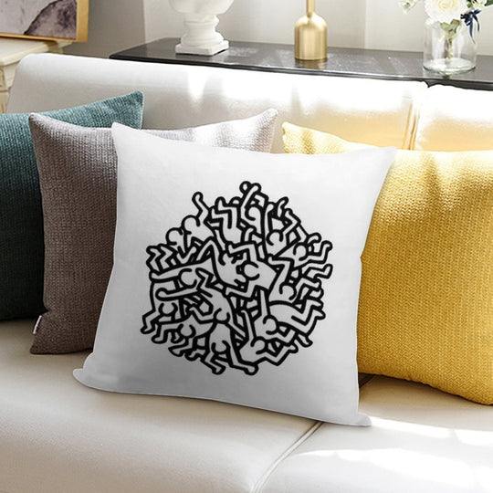 Haring Pop Art Soft Decorative Cover Throw Pillow