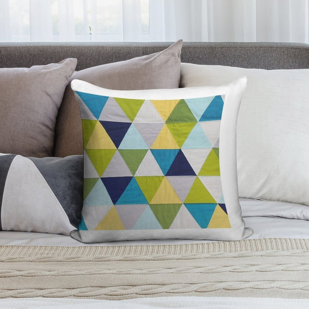 Triangle Quilt Soft Hidden Zipper Throw Pillow