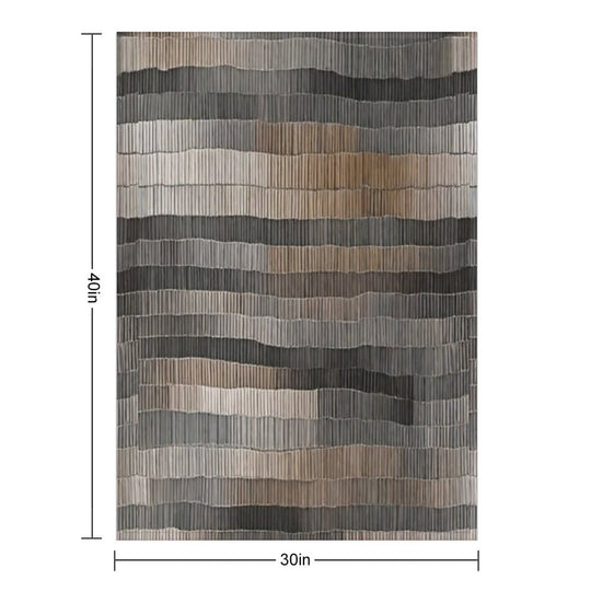 Black & Grey Horizontal Strap Abstract Retro Pattern Design Plush Throw Blanket