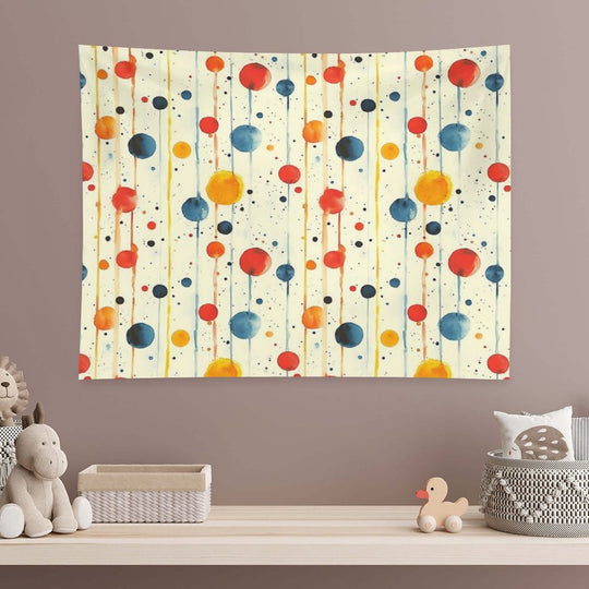 Grunge Watercolor Shapes – Blue, Yellow & Red Pattern Tapestry