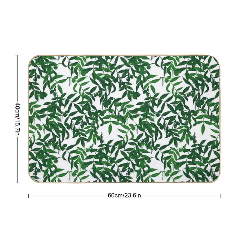 Hickory Haven - White & Green  Multi-Purpose Bath Mat