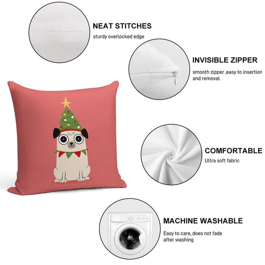It's Christmas for Pug's Sake Soft High-Density Material Throw Pillow