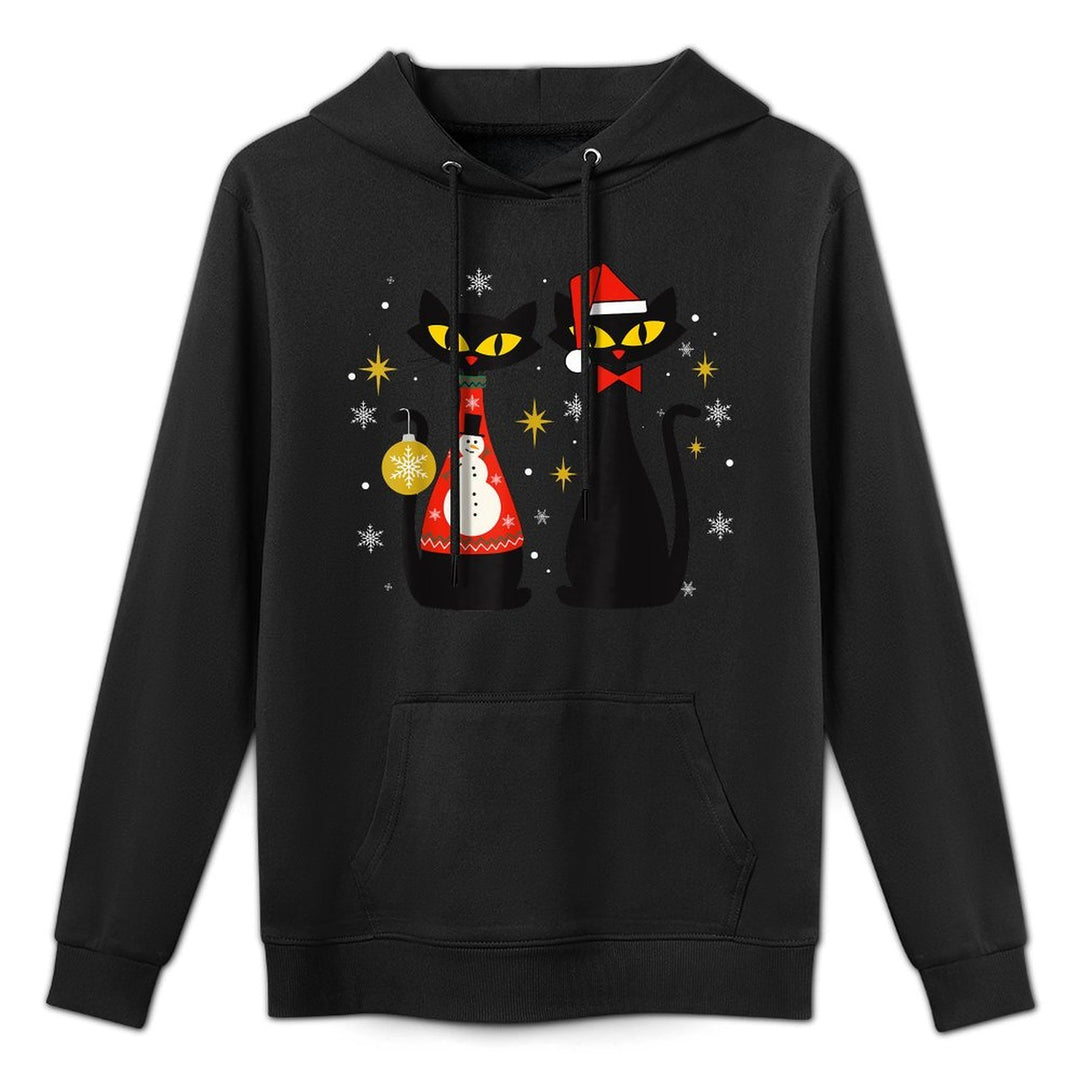 Mid Century Modern Look Cats Christmas Retro 50s 60s Xmas Durable Construction Hoodie