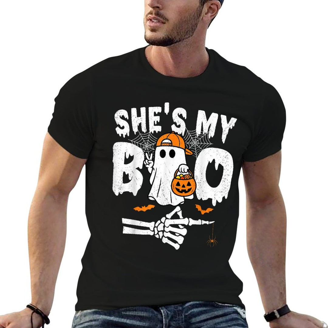 Hes My Boo Matching Couple Halloween Couples Shes My Boo Comfortable T-Shirt