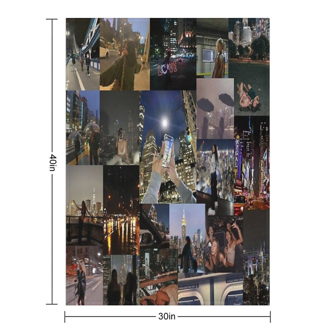 City Night Life Aesthetic Collage Premium Throw Blanket