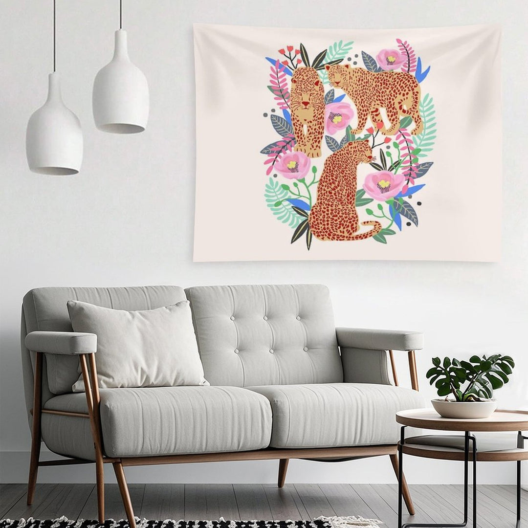 Leopard Idea, Leopard Print, Animal Print, Flower Print Tapestry