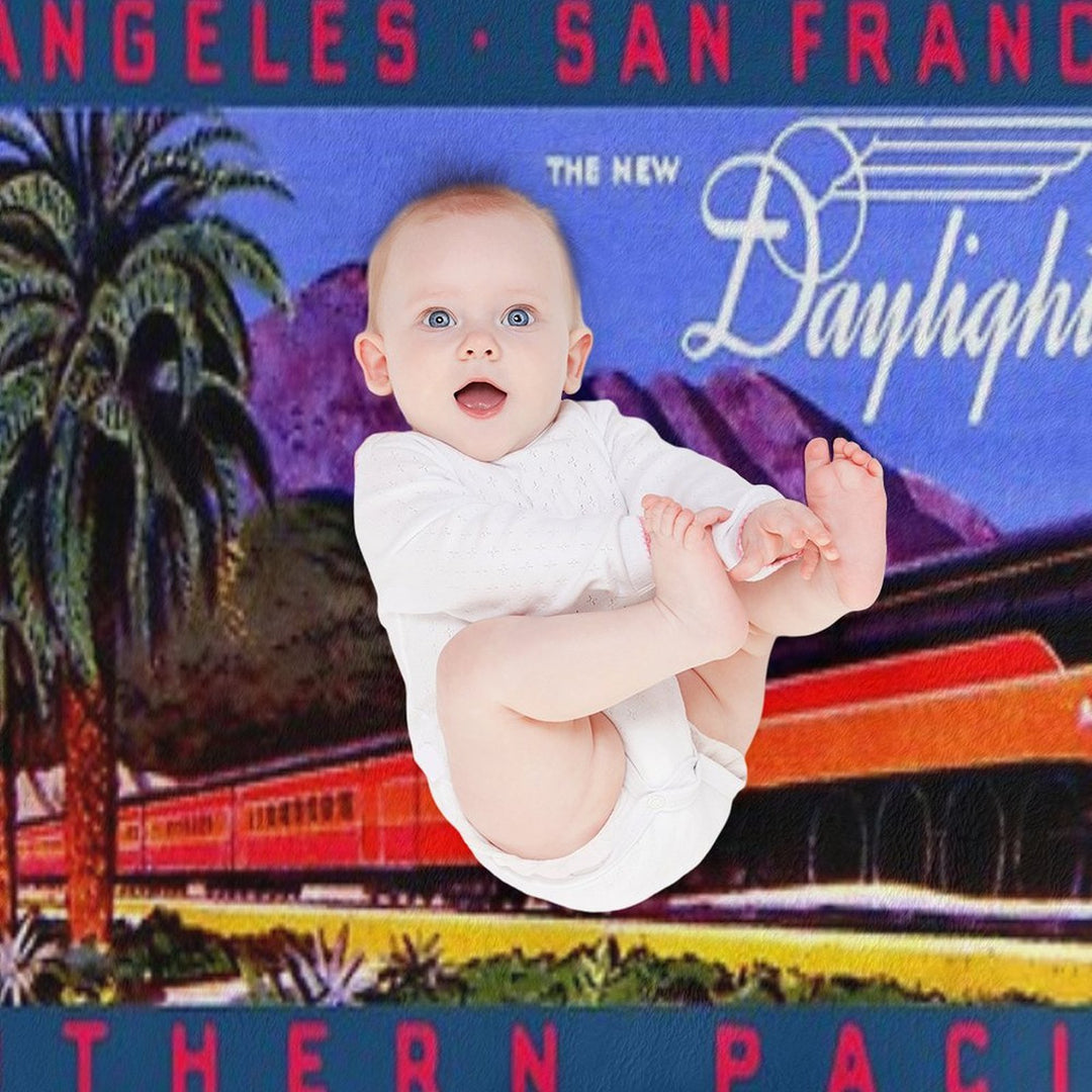 1930s Daylight Railroad Train Easy Care Throw Blanket