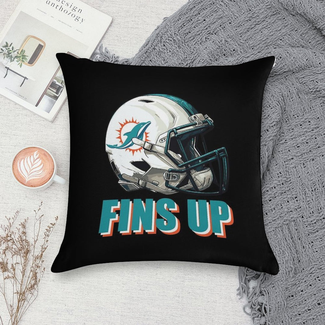 Miami Dolphins Helmet Soft Luxury Feel Throw Pillow