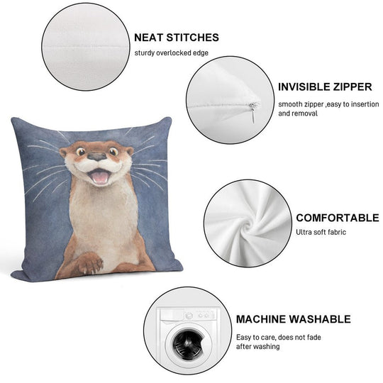 Otter! Soft Durable Construction Throw Pillow