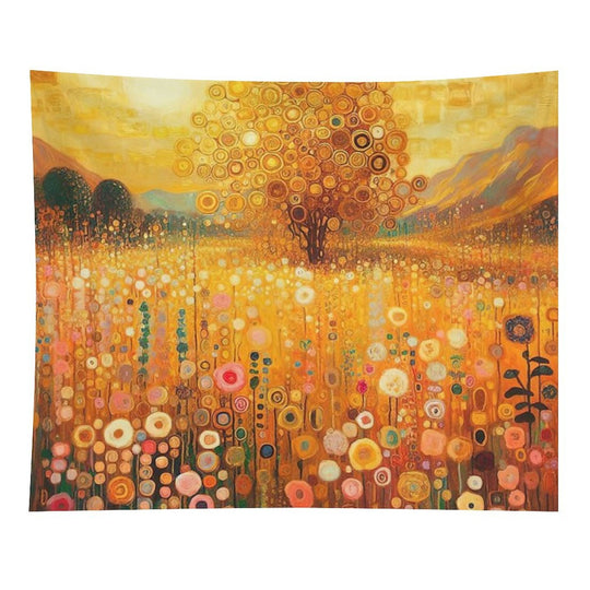 Klimt Flower Garden Gold Tapestry