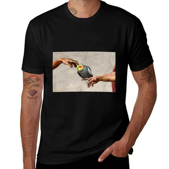 Funny Scritching A Birb, Parrot Art, Michelangelo Cockatiel  Summer-ready Fabric T-Shirt