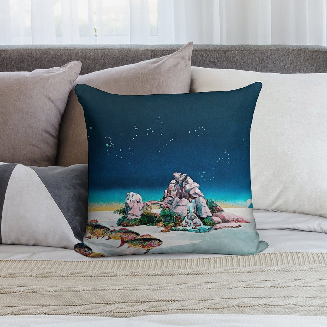 Tales From Topographic Oceans, Fantasy Print, Surreal Art, Fantasy Landscape Soft Luxury Feel Throw Pillow