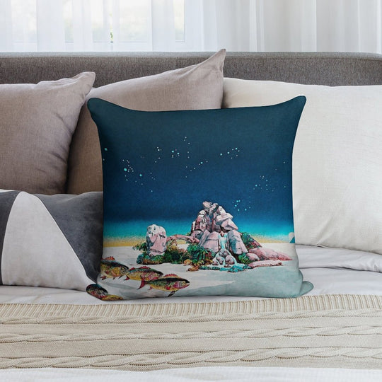 Tales From Topographic Oceans, Fantasy Print, Surreal Art, Fantasy Landscape Soft Luxury Feel Throw Pillow