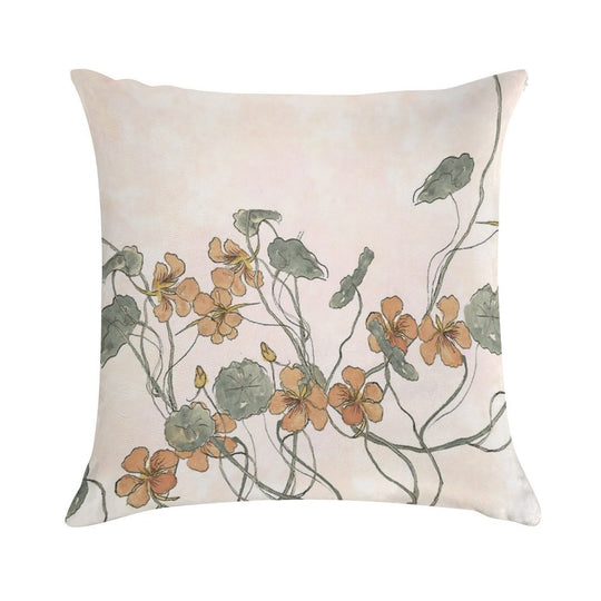 Winding - Floral Watercolour Soft Durable Construction Throw Pillow