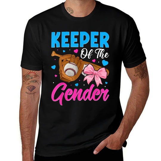 Keeper Of The Gender Baseball Or Bows Gender Reveal Party  Relaxed-fit T-Shirt