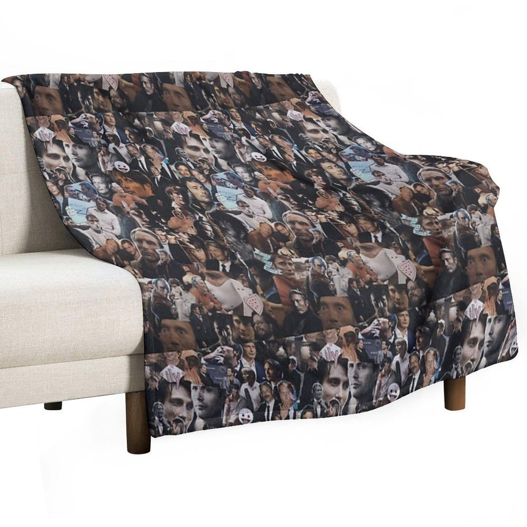 Mads Mikkelsen Collage Multi-functional Throw Blanket