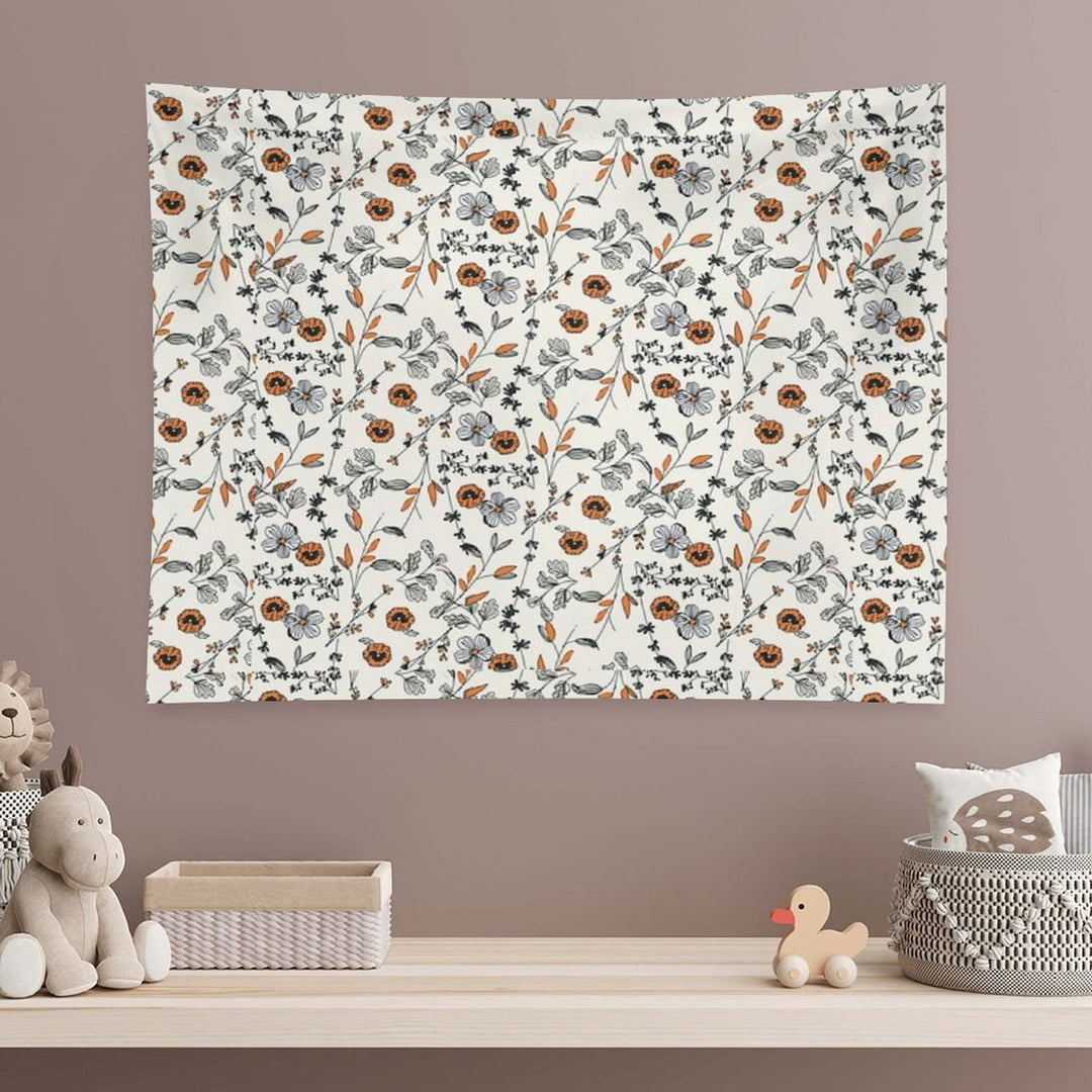 Orange Flower Pattern Tapestry