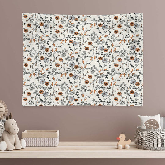 Orange Flower Pattern Tapestry