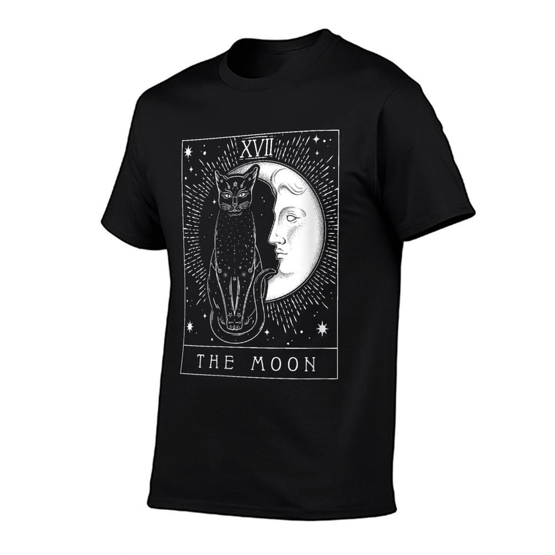 Womens Tarot Card Crescent Moon And Cat Graphic  Easy-care T-Shirt