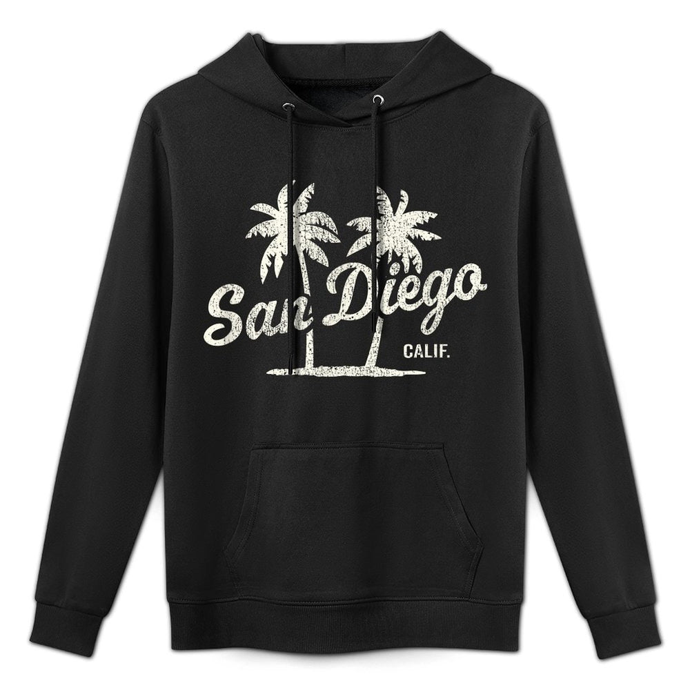 San Diego California Vintage 70s Palm Trees Graphic Easy Care Hoodie