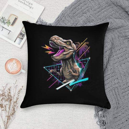 Rad T-Rex Soft Short Plush Fabric Throw Pillow