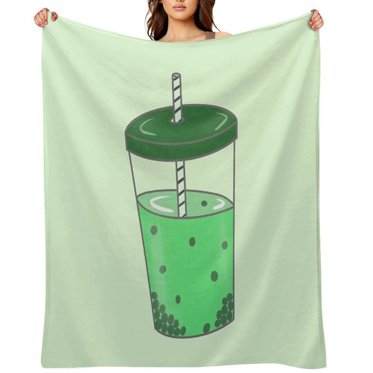 Green Boba Digital Doodle Gift-ready Throw Blanket