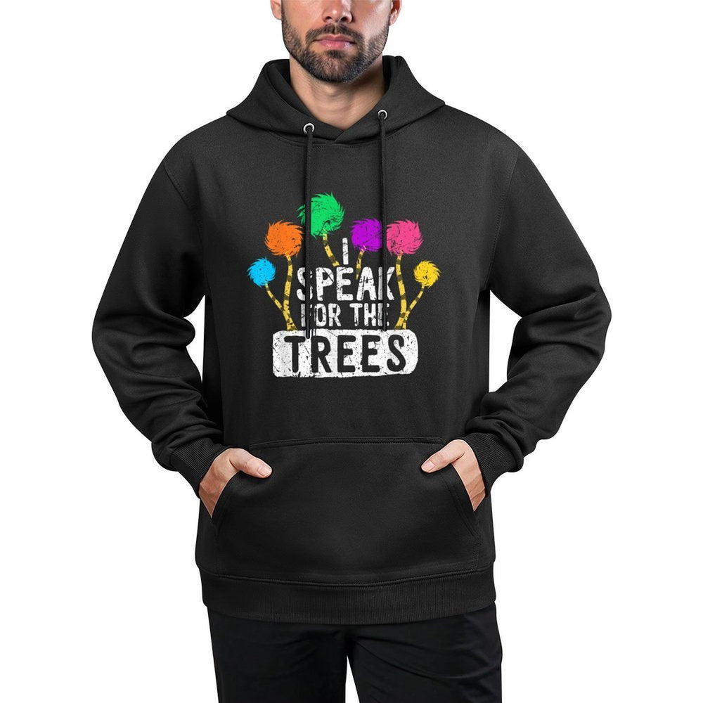 I Speak For Trees Earth Day Save Earth Awareness Hippie Kangaroo Pocket Hoodie