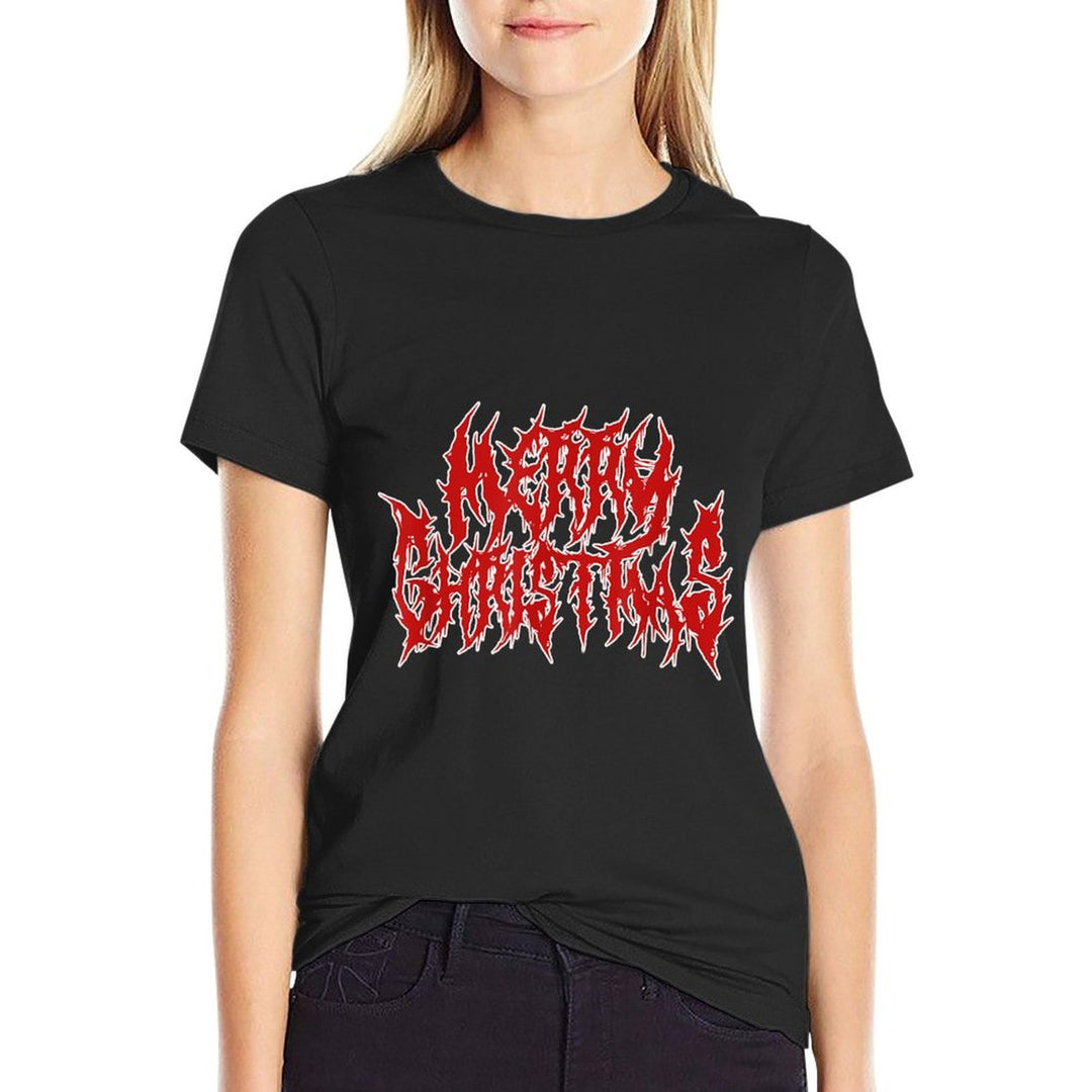 Merry Christmas. Death Metal, Black Metal, Funny Goth Xmas  Polyester Blend T-Shirt