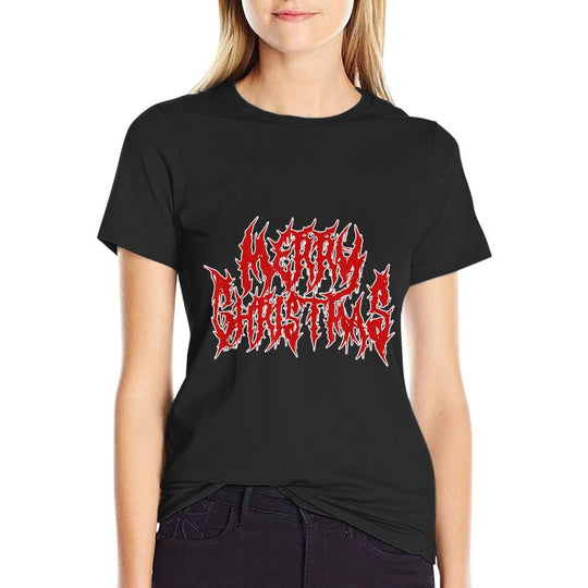 Merry Christmas. Death Metal, Black Metal, Funny Goth Xmas  Polyester Blend T-Shirt