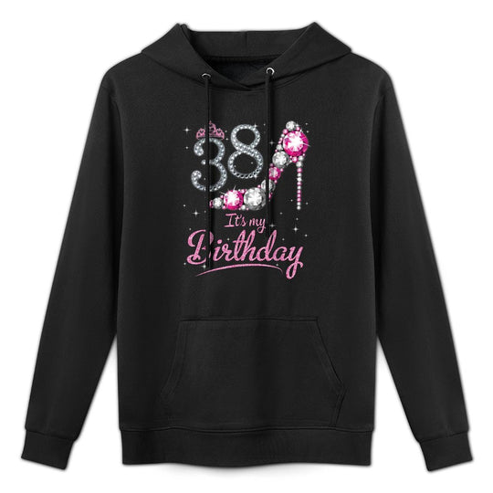 Queen 38 Years Old It's My Birthday Vintage Retro Girl Shrink-Resistant Hoodie