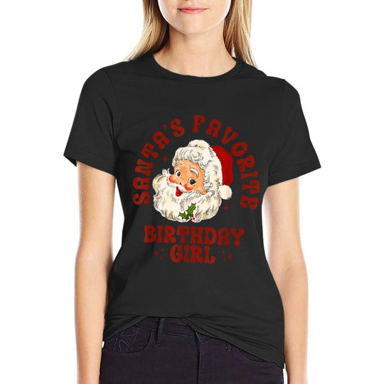Santas Favorite Birthday Girl Cute Girls Christmas Birthday  Vintage-inspired T-Shirt