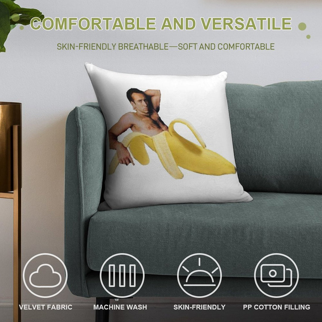Nicholas Cage Sexy Banana Pose Soft Multiple Sizes Throw Pillow