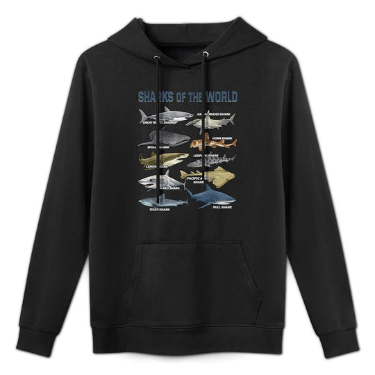 Sharks Animals of The World Marine Biology Fish Shark Lovers Pilling-Resistant Hoodie