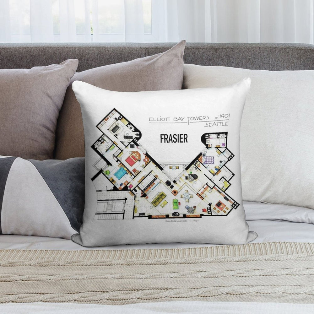 Frasier Apartment Floorplan Soft Anti-Pilling Throw Pillow