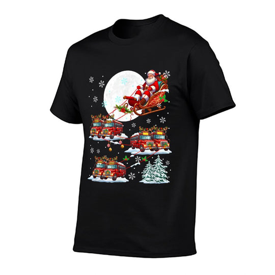 Santa Sleigh Reindeer School Buses Matching Driver Christmas  Heathered Texture T-Shirt